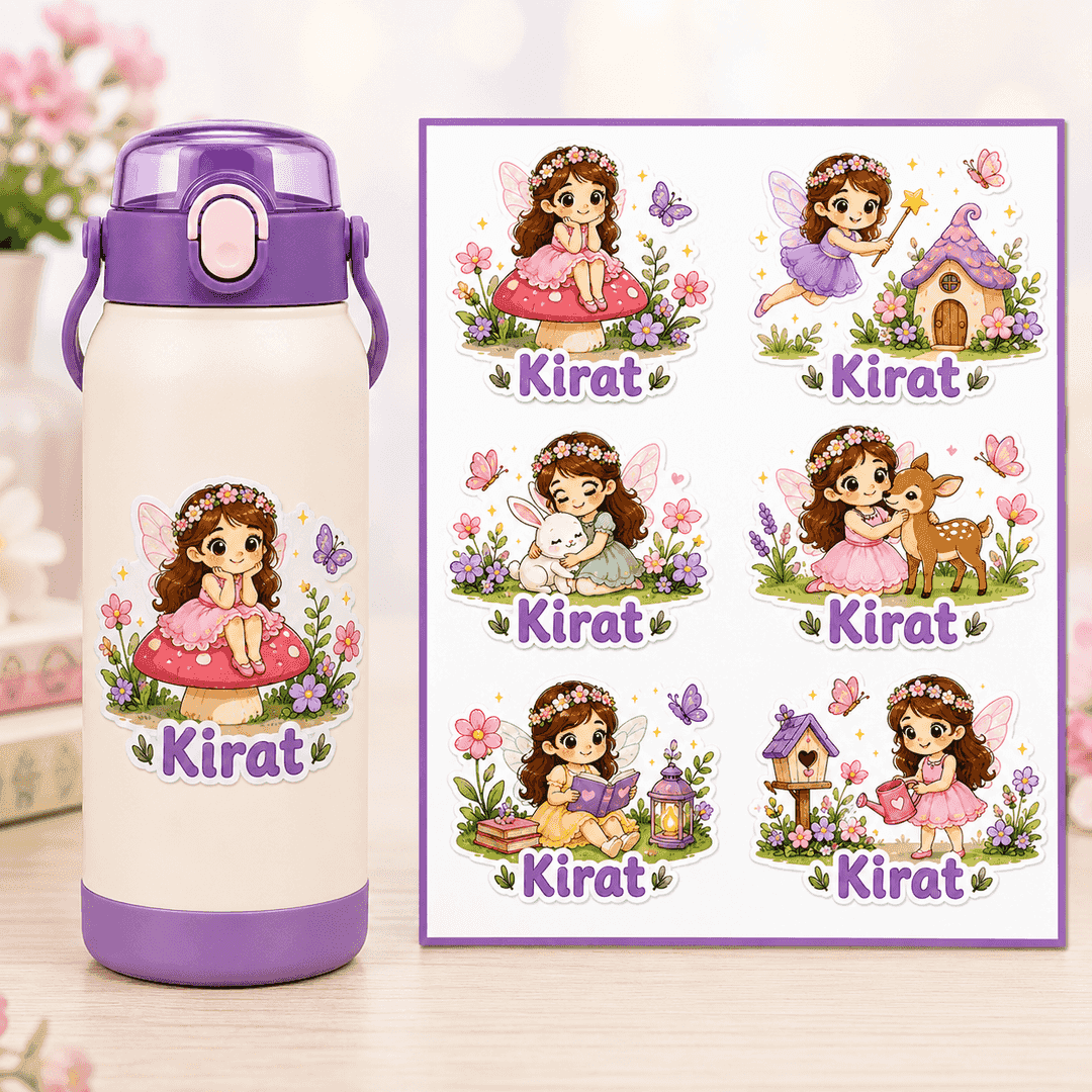 Personalized Fairy Garden UV Stickers โ Custom Name Stickers (24 Pcs)