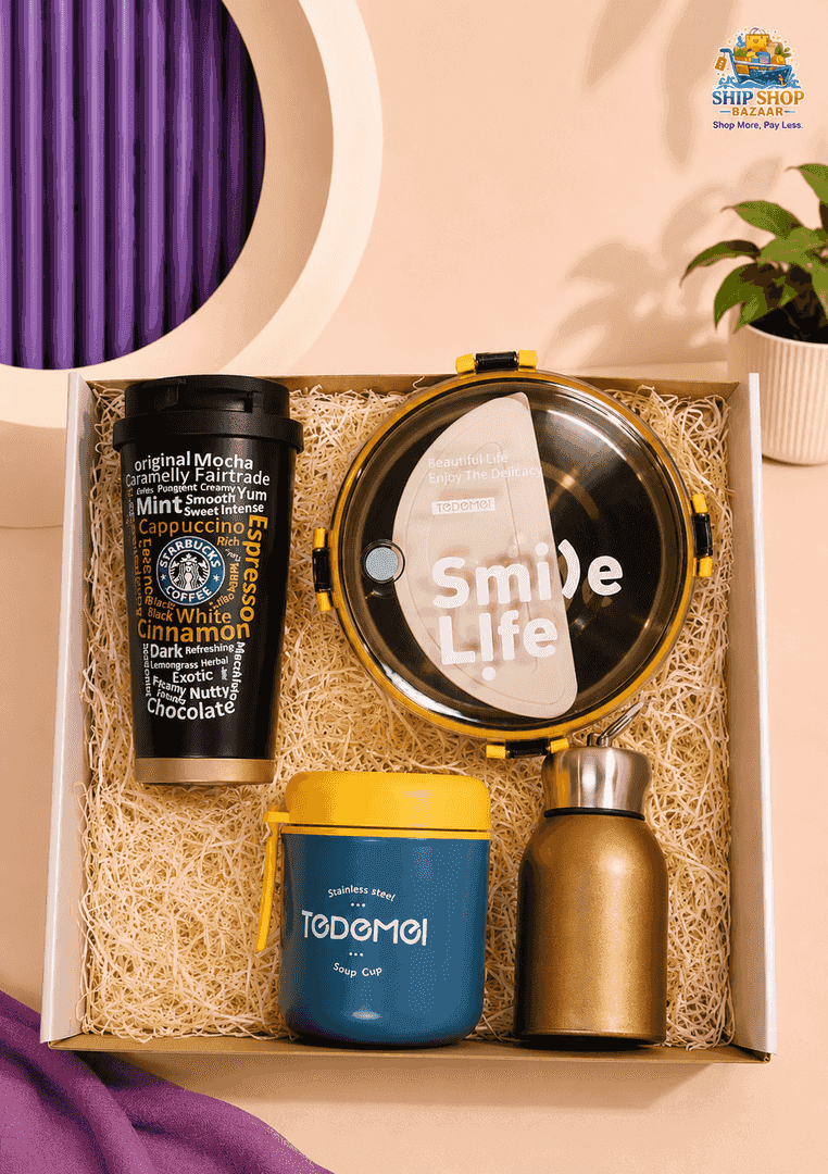 Premium Everyday Essentials Gift Hamper | Lunch Box, Tumbler, Bottle & Soup Cup 1
