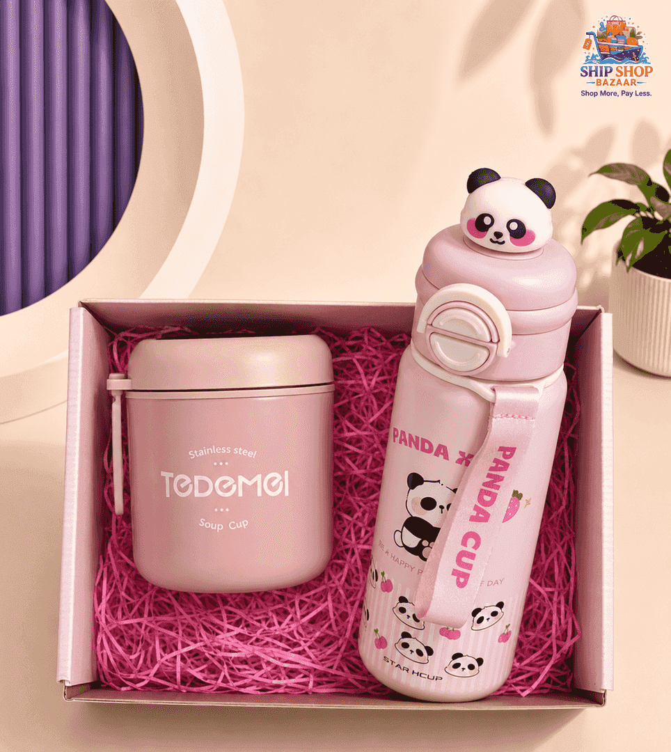 Personalized Panda Bottle & Insulated Food Jar Gift Hamper 1
